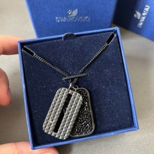 Swarovski mens dog tags/ military tags necklace